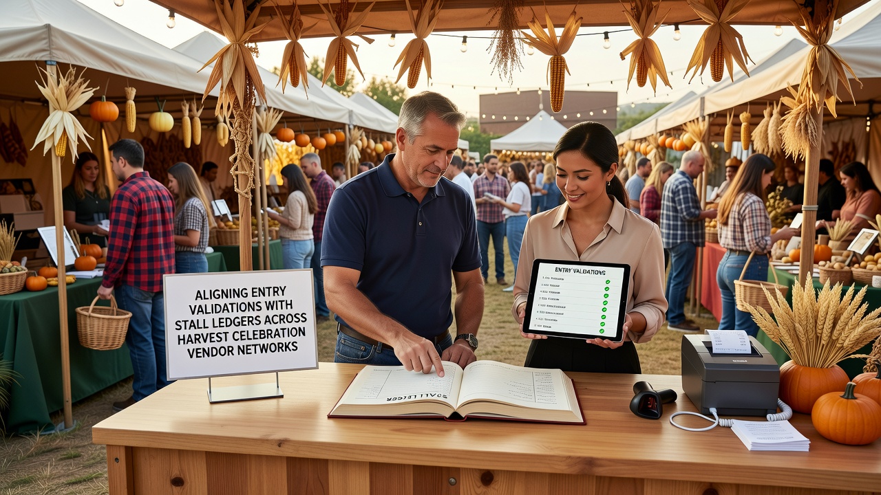 Stall ledger synchronization with entry validation systems at regional harvest events