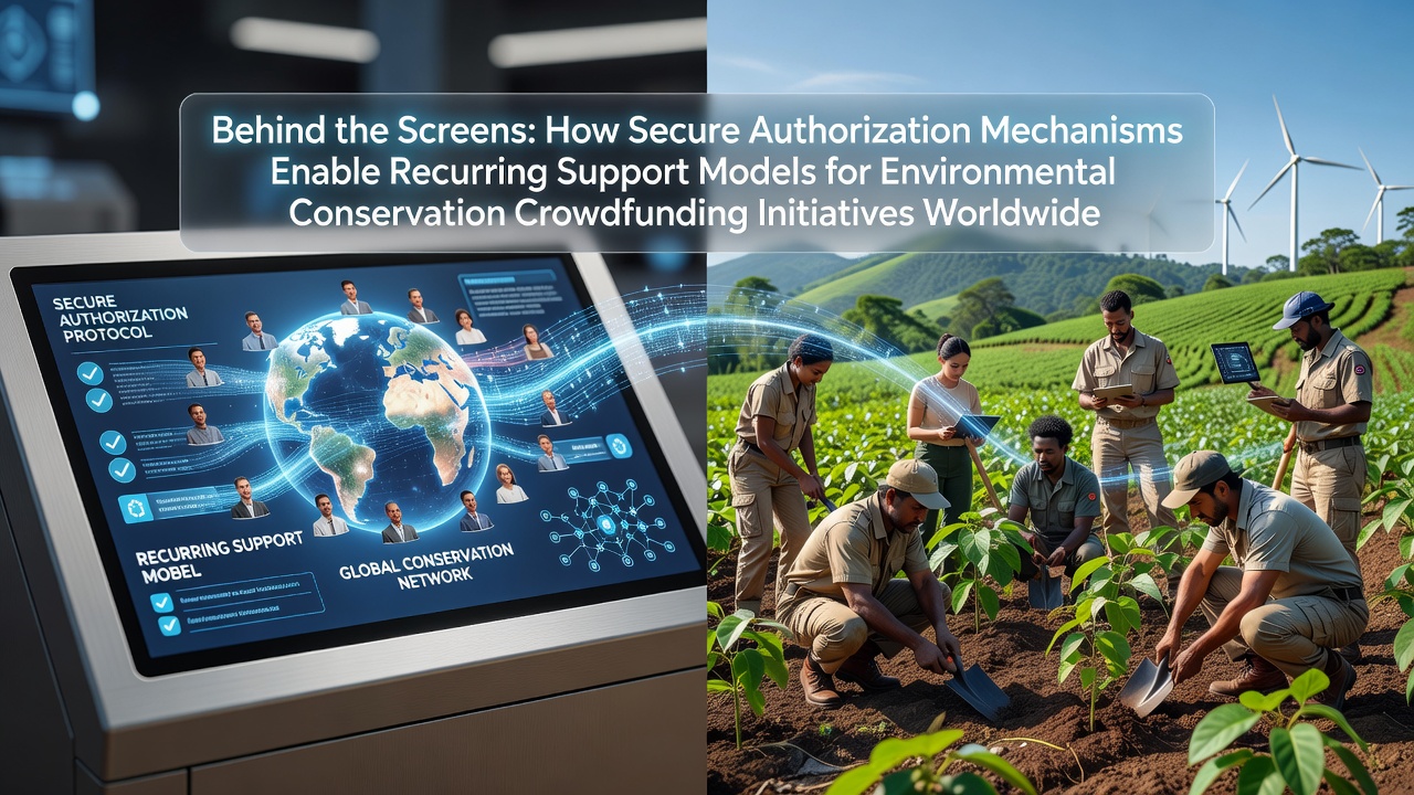 Secure authorization interfaces displayed on crowdfunding dashboards for environmental projects