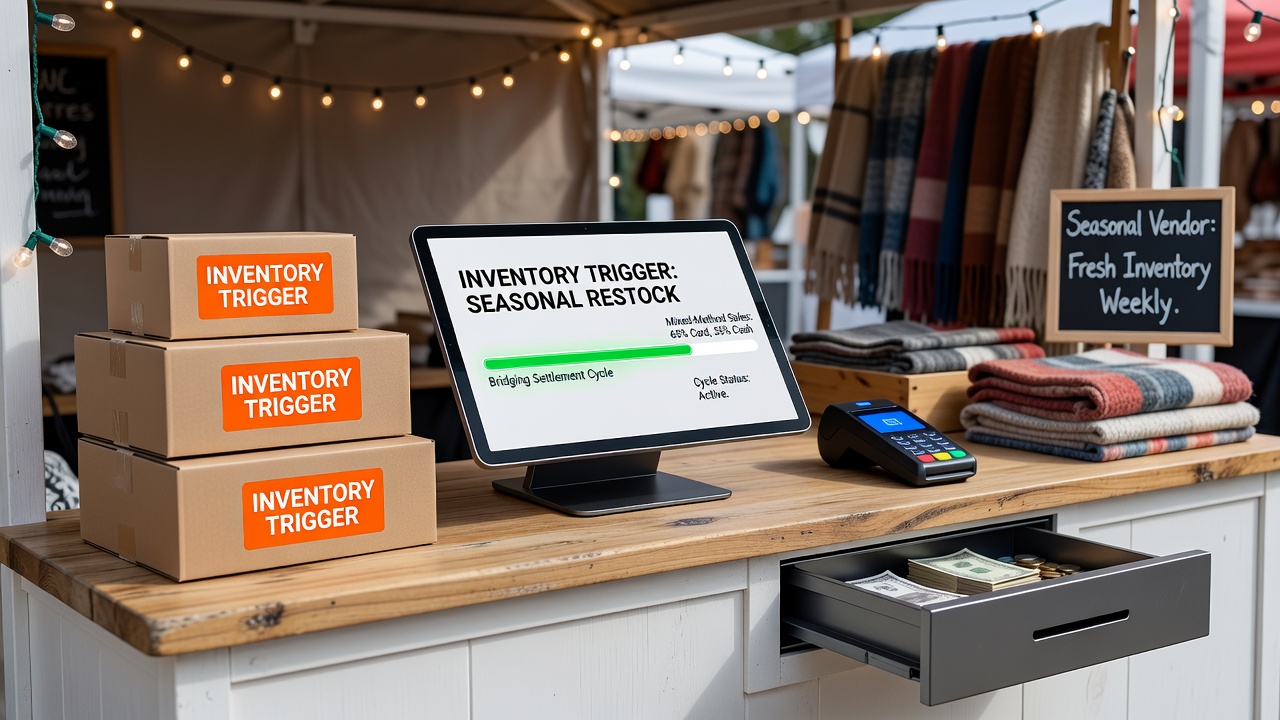 Dashboard showing inventory triggers synced with settlement cycles for mixed payment methods