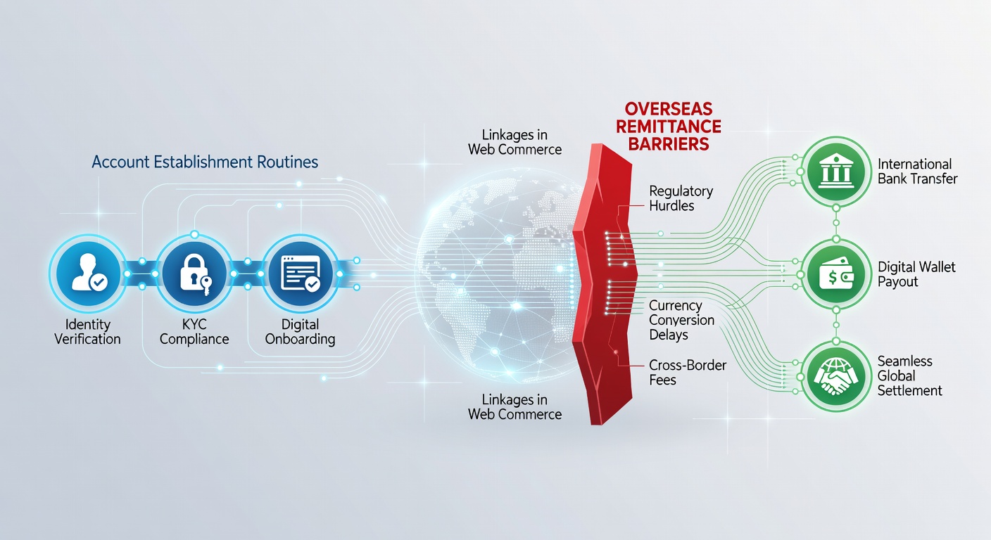 Account setup processes intersecting with international payment flows in digital marketplaces