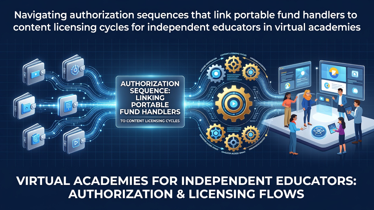 Portable payment device authorizing content licensing transaction for virtual academy educator