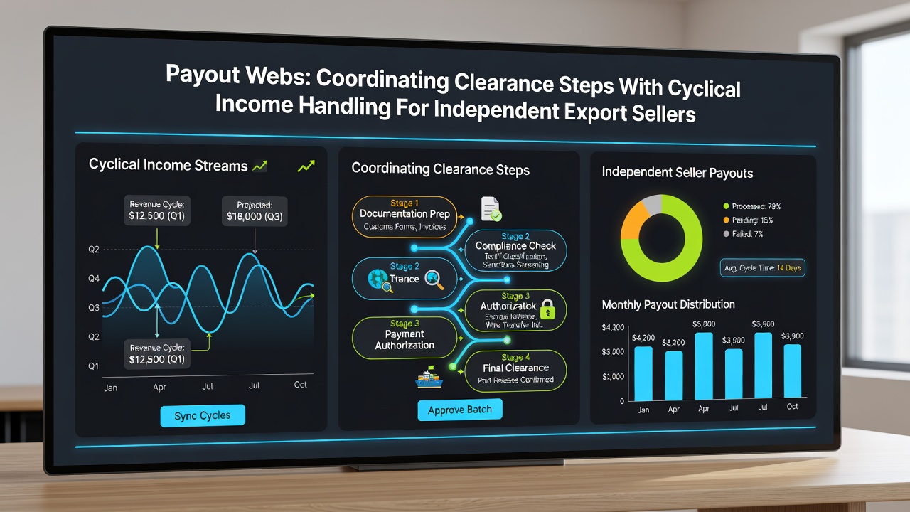 Export seller coordinating payout clearances with seasonal income cycles using marketplace tools