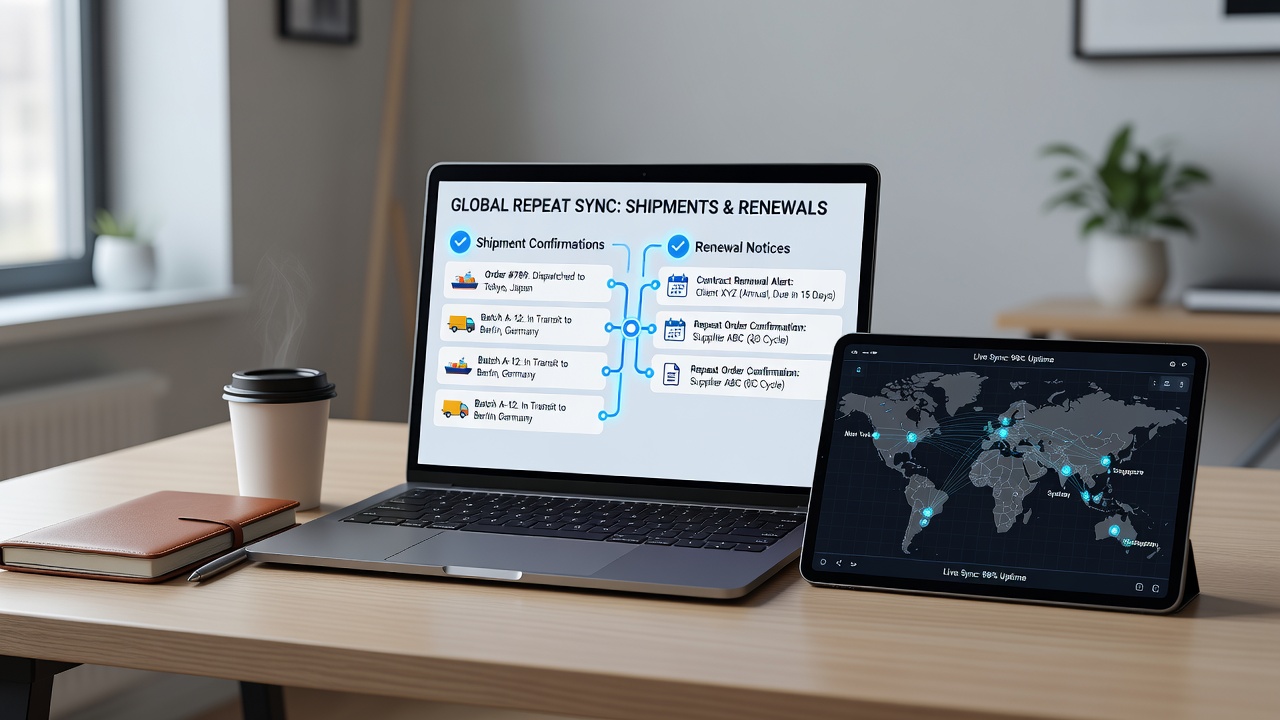 Global repeat business shipment and renewal coordination