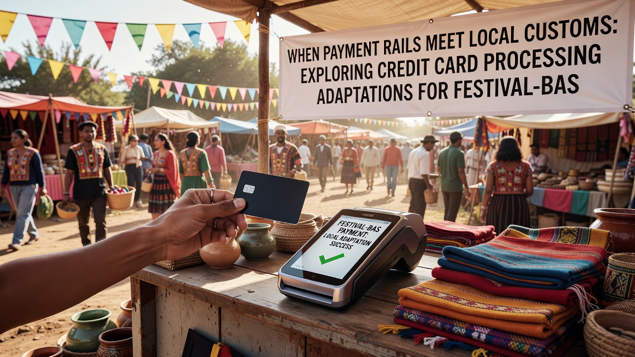 Credit card terminals adapted for use at a rural cultural festival with local vendors